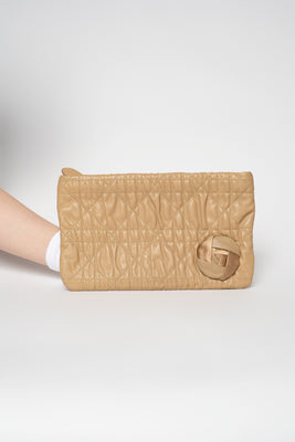 Rose Appliqué Cannage Lambskin Leather Clutch - #1