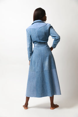 Light Blue Match Denim Dress - #4
