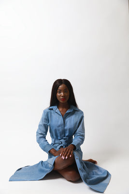 Light Blue Match Denim Dress - #2