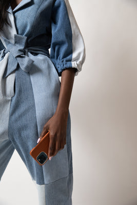 ELV Denim Patchwork Blue Multi Contrast Jumpsuit - #4