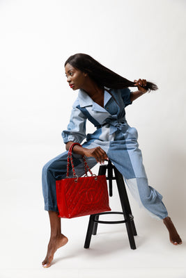 ELV Denim Patchwork Blue Multi Contrast Jumpsuit - #2