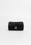 Satin Square Quilted Lipstick Charm Mini Flap Bag