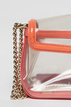secondary Transparent and Pink Vinyl CC Chain Shoulder Bag