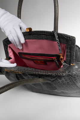 Analeena Crocodile Leather Handbag - #6