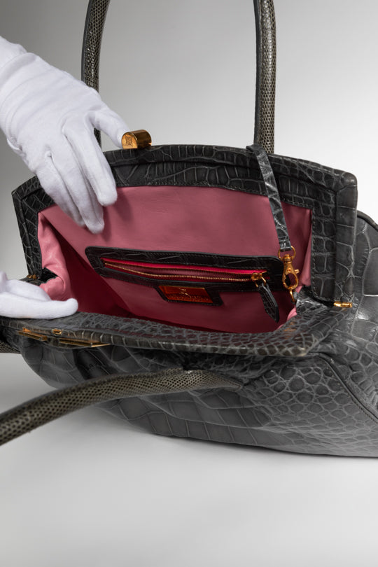 Analeena Crocodile Leather Handbag