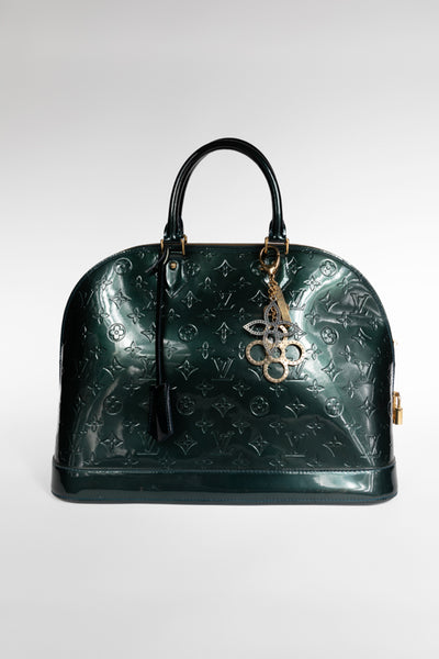 Louis Vuitton Dark Green Monogram Vernis Leather Alma GM Bag at