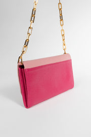 Bicolor Calf Leather Flap Wallet on Chain
