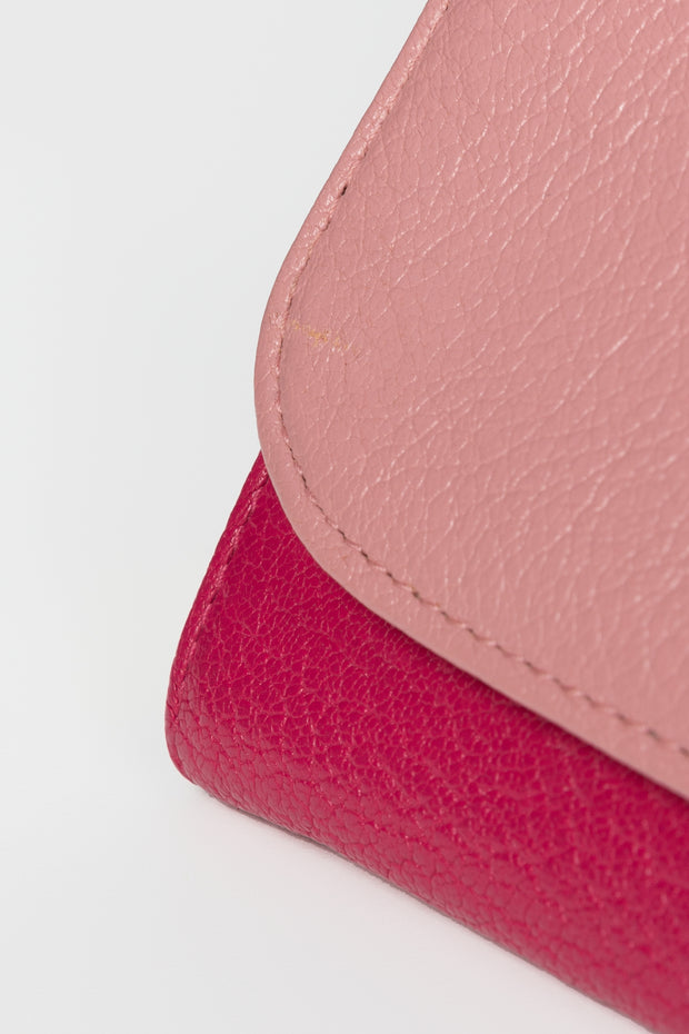 Bicolor Calf Leather Flap Wallet on Chain