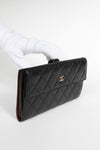 secondary Gusset Flap lambskin Quilted Leather Wallet