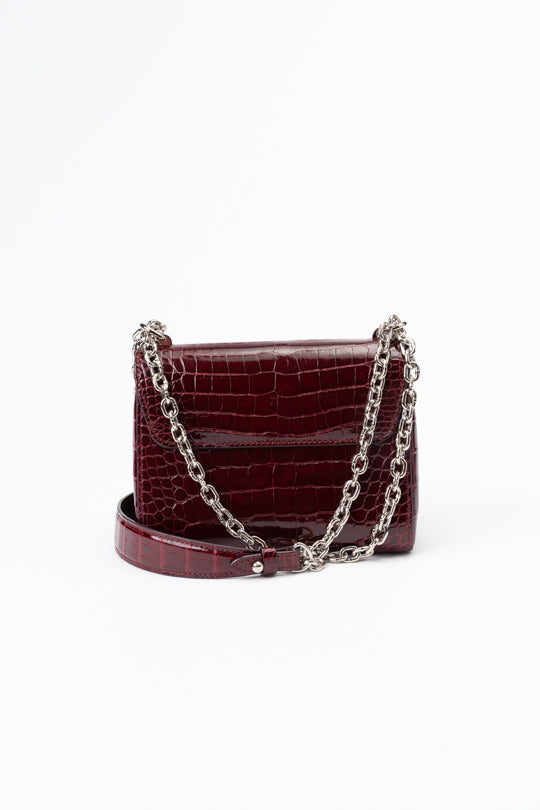 LV Twist-lock Alligator Leather Handbag - Bordeaux Red