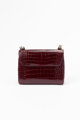LV Twist-lock Alligator Leather Handbag - Bordeaux Red - #7