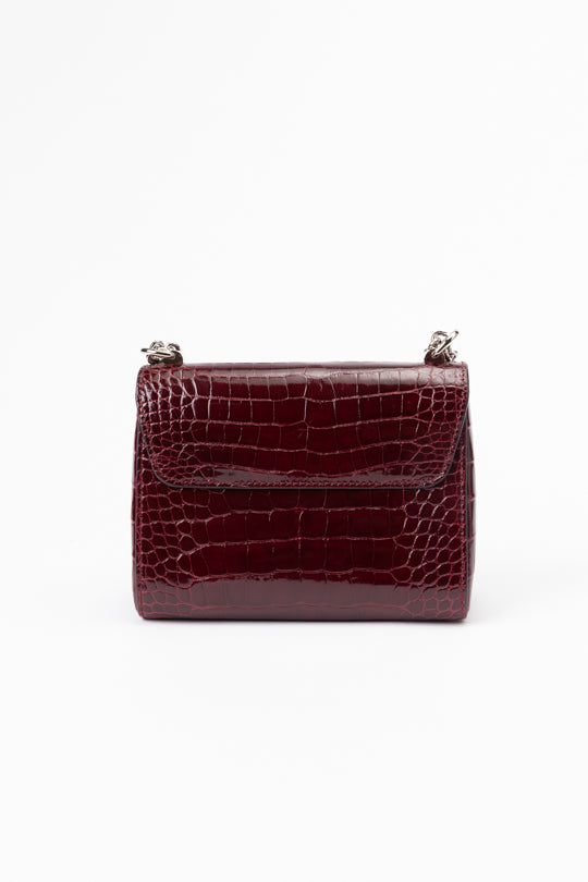 LV Twist-lock Alligator Leather Handbag - Bordeaux Red