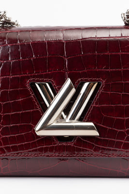 LV Twist-lock Alligator Leather Handbag - Bordeaux Red - #4