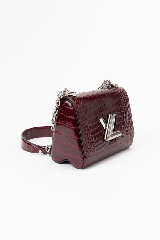 LV Twist-lock Alligator Leather Handbag - Bordeaux Red
