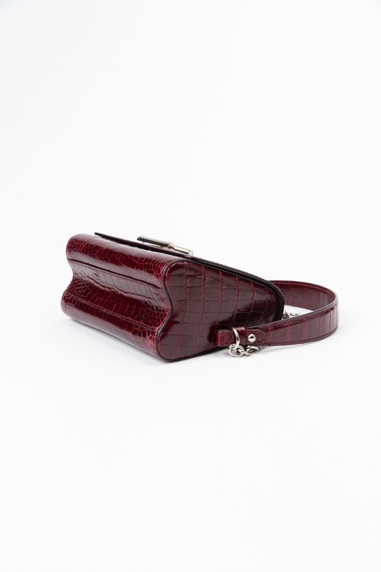 LV Twist-lock Alligator Leather Handbag - Bordeaux Red