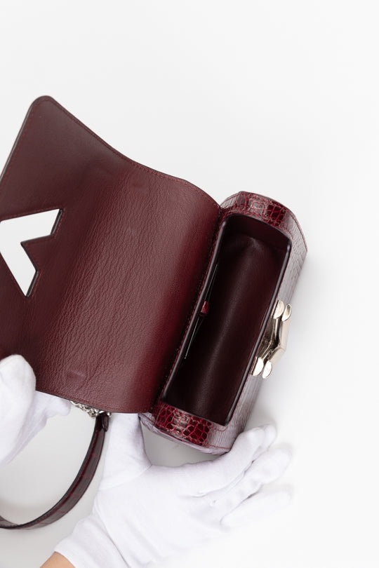 LV Twist-lock Alligator Leather Handbag - Bordeaux Red