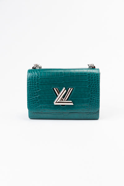 LV Twist-lock Crocodile Leather Handbag - Green