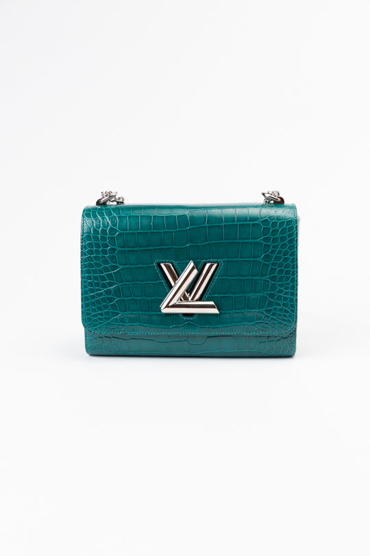 LV Twist-lock Crocodile Leather Handbag - Green
