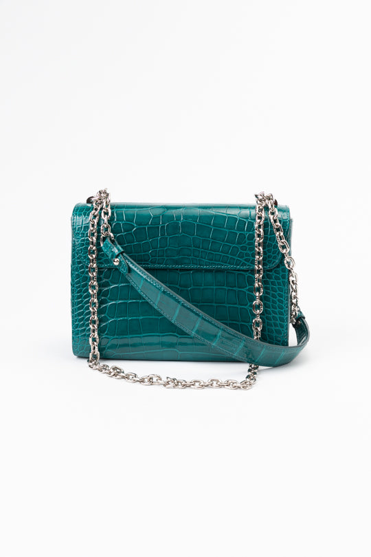 LV Twist-lock Crocodile Leather Handbag - Green