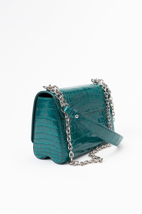 LV Twist-lock Crocodile Leather Handbag - Green