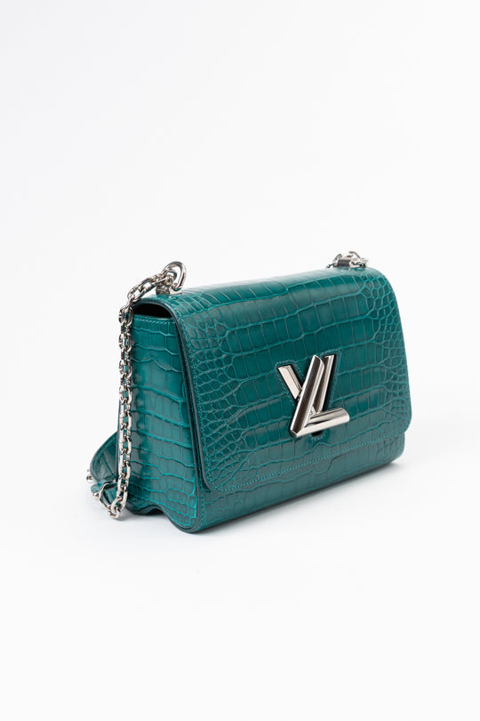 LV Twist-lock Crocodile Leather Handbag - Green