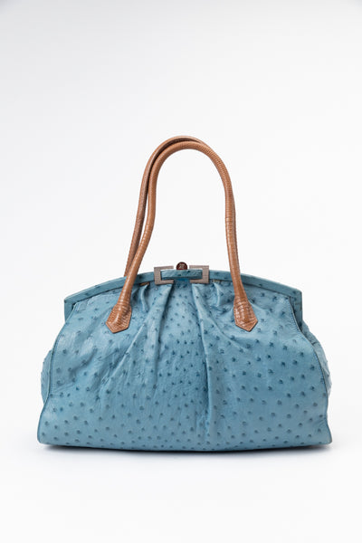 Analeena Ostrich Leather Tote Bag