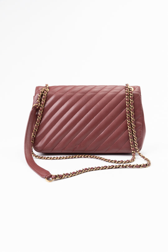 Classic Single Flap Diagonal Quilted Goat Skin Handbag