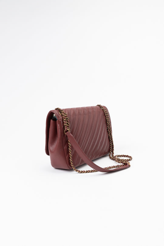 Classic Single Flap Diagonal Quilted Goat Skin Handbag