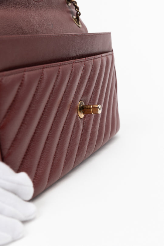Classic Single Flap Diagonal Quilted Goat Skin Handbag