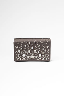Satin Crystal Embellished Wallet On Chain - #1