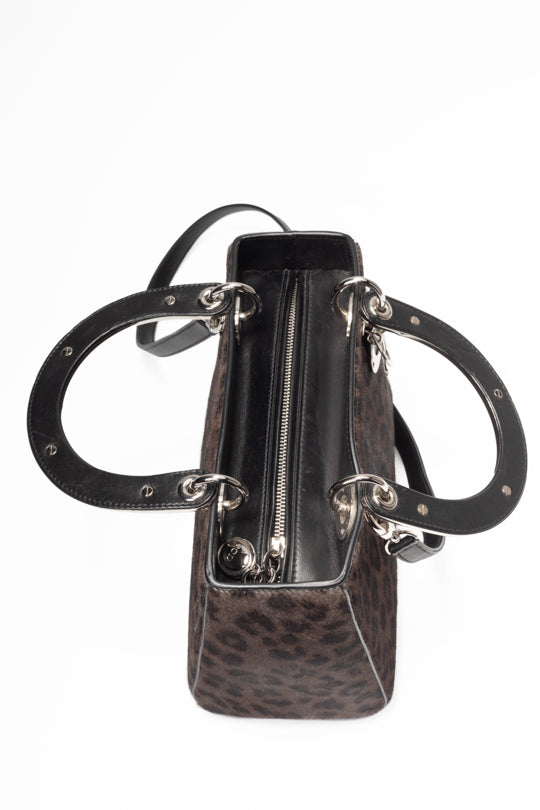 Lady Dior Leopard Print Ponyhair Bag