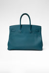 secondary Birkin 35cm Blue Colvert Leather Handbag