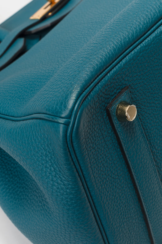 Birkin 35cm Blue Colvert Leather Handbag