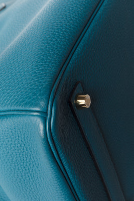 Birkin 35cm Blue Colvert Leather Handbag - #10