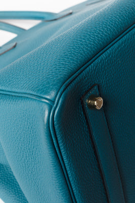 Birkin 35cm Blue Colvert Leather Handbag - #11