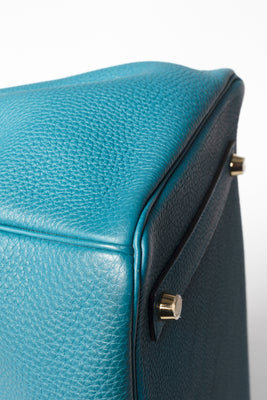 Birkin 35cm Blue Colvert Leather Handbag - #12