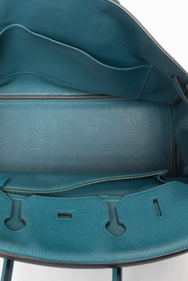Birkin 35cm Blue Colvert Leather Handbag - #16