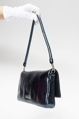Dark Blue Python Shoulder Bag - #3