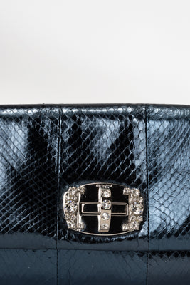 Dark Blue Python Shoulder Bag - #5
