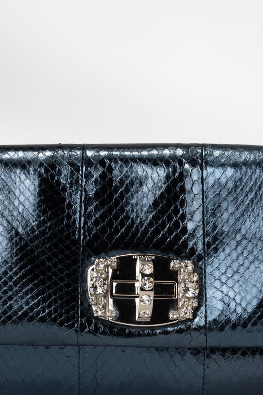 Dark Blue Python Shoulder Bag