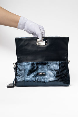 Dark Blue Python Shoulder Bag - #8