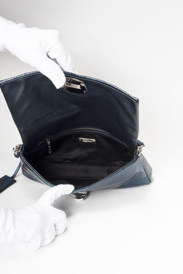 Dark Blue Python Shoulder Bag - #9