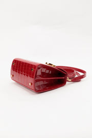 Crocodile Skin Gancini 2-Way Top Handle Bag with a Gancini clasp