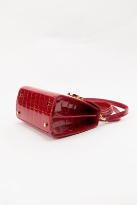 Crocodile Skin Gancini 2-Way Top Handle Bag with a Gancini clasp - #5