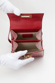 Crocodile Skin Gancini 2-Way Top Handle Bag with a Gancini clasp