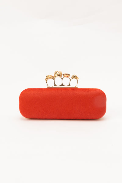 Pony Hair Knuckle Box Clutch Bag Frame Top
