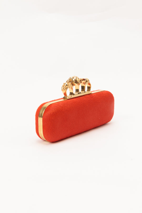 Pony Hair Knuckle Box Clutch Bag Frame Top