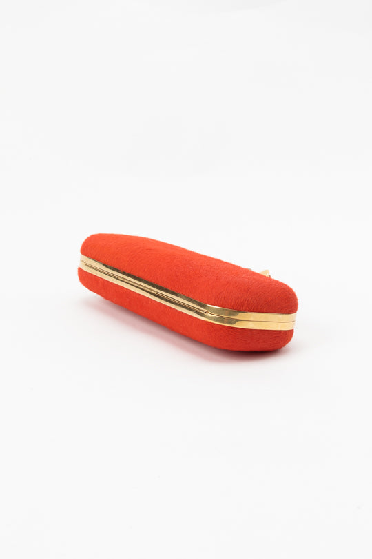 Pony Hair Knuckle Box Clutch Bag Frame Top