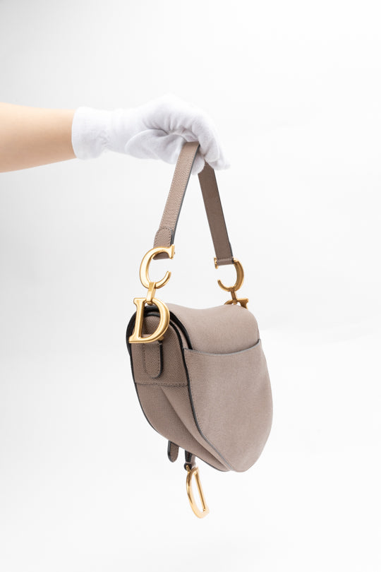 Grained Calfskin Warm Taupe Saddle bag