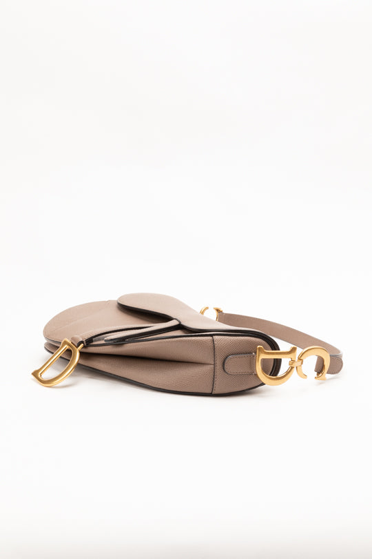Grained Calfskin Warm Taupe Saddle bag